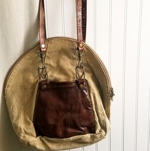 Handbag leather/canvas